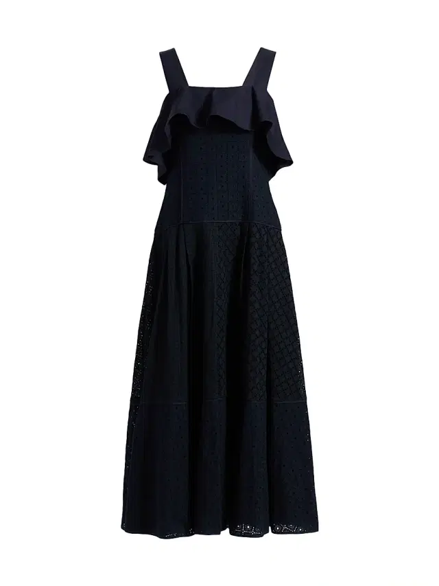 Women's Broderie Anglaise Patchwork Midi-Dress Women's Broderie Anglaise Patchwork Midi-Dress