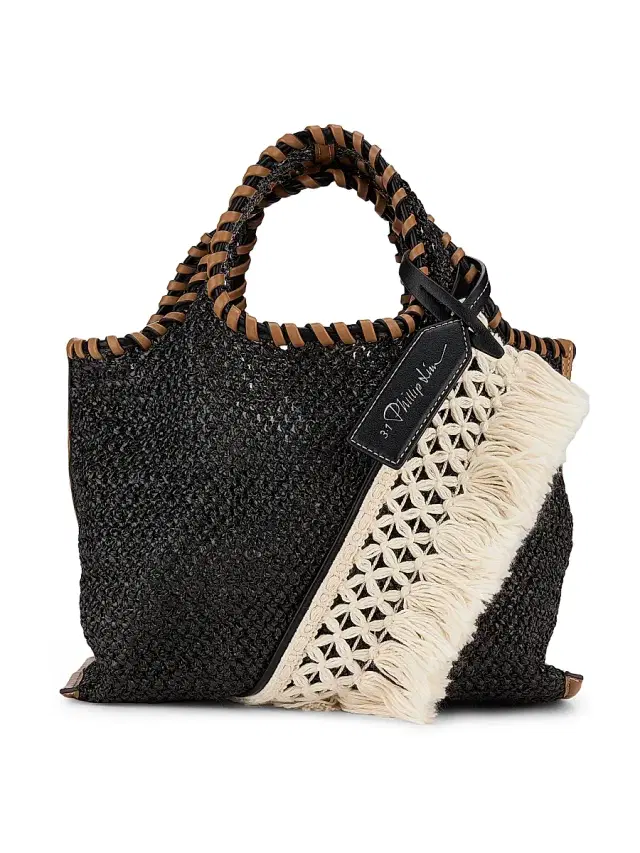 Women's Mini Fringed Raffia Tote Bag Women's Mini Fringed Raffia Tote Bag