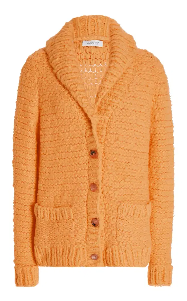 Moses Knit Cardigan in Fluorescent Orange Welfat Cashmere Moses Knit Cardigan in Fluorescent Orange Welfat Cashmere