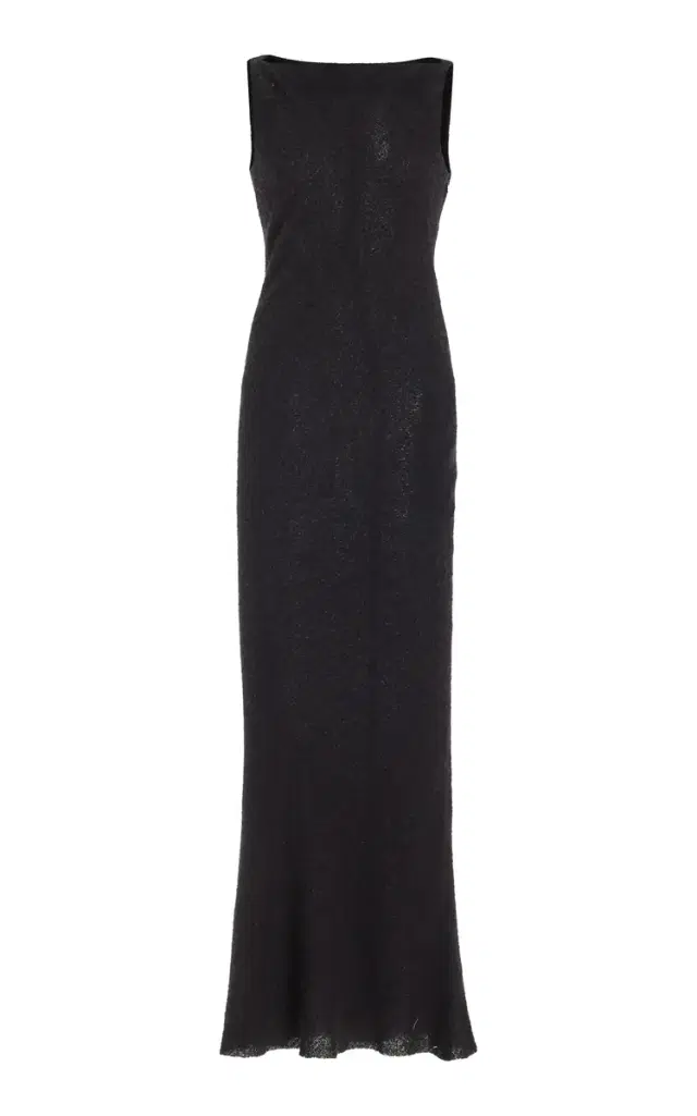 Seren Dress in Black Silk Cashgora Boucle Gauze Seren Dress in Black Silk Cashgora Boucle Gauze