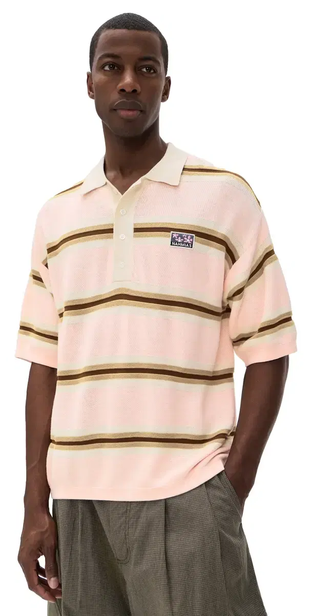 Knit Striped Polo oft Pink Stripe Knitwear Knit Striped Polo oft Pink Stripe Knitwear