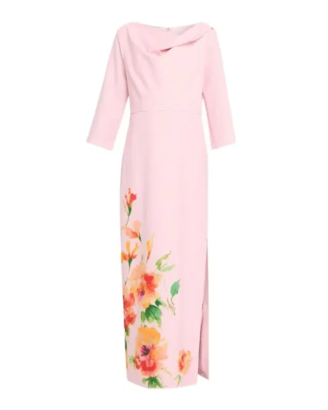 Magnolia Floral-Print Stretch Crepe Column Gown Magnolia Floral-Print Stretch Crepe Column Gown