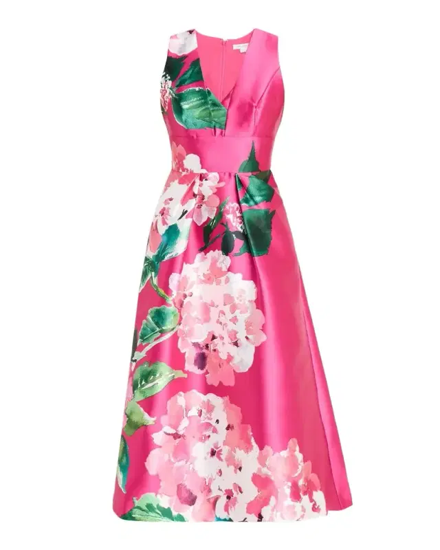 Raina Floral-Print Mikado Midi Dress Raina Floral-Print Mikado Midi Dress