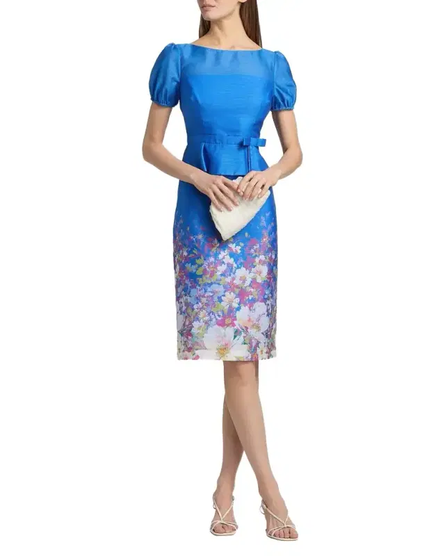Annabelle Floral-Print Organza Peplum Midi Dress Annabelle Floral-Print Organza Peplum Midi Dress