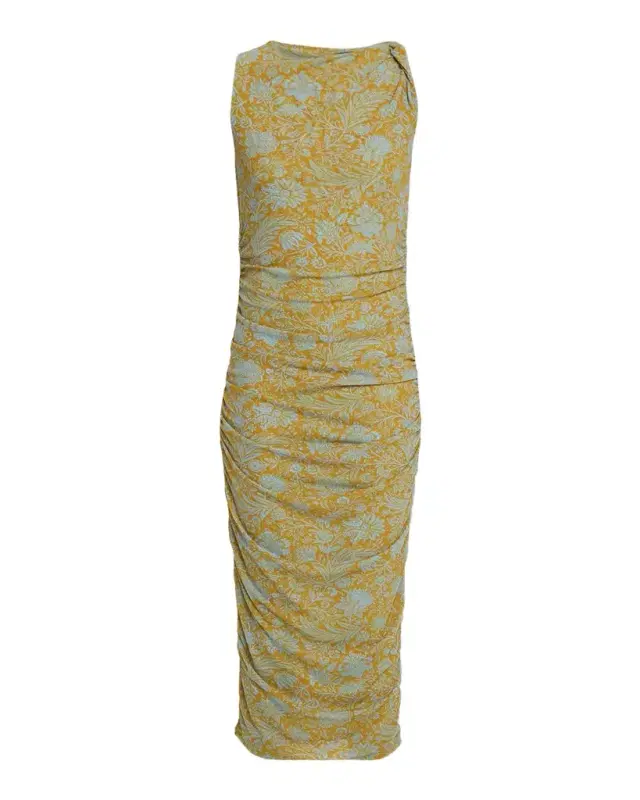 Otessa Floral Ruched Mesh Midi Dress Otessa Floral Ruched Mesh Midi Dress