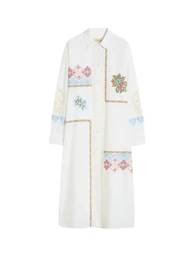 Women's Poplin Shirt Dress with Embroideries Women's Poplin Shirt Dress with Embroideries