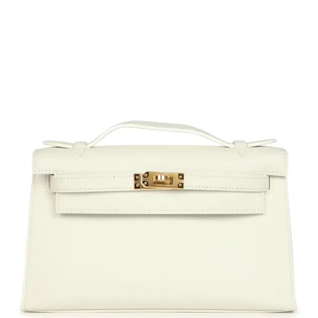 Hermes Kelly Pochette New White Swift Gold Hardware Hermes Kelly Pochette New White Swift Gold Hardware