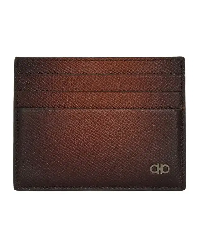Men's Micro Gancini Grain Leather Card Holder Men's Micro Gancini Grain Leather Card Holder