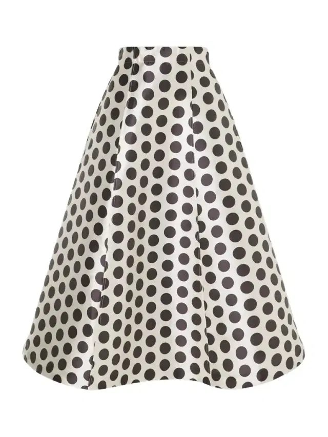India Paneled Polka-dot Satin Midi Skirt India Paneled Polka-dot Satin Midi Skirt
