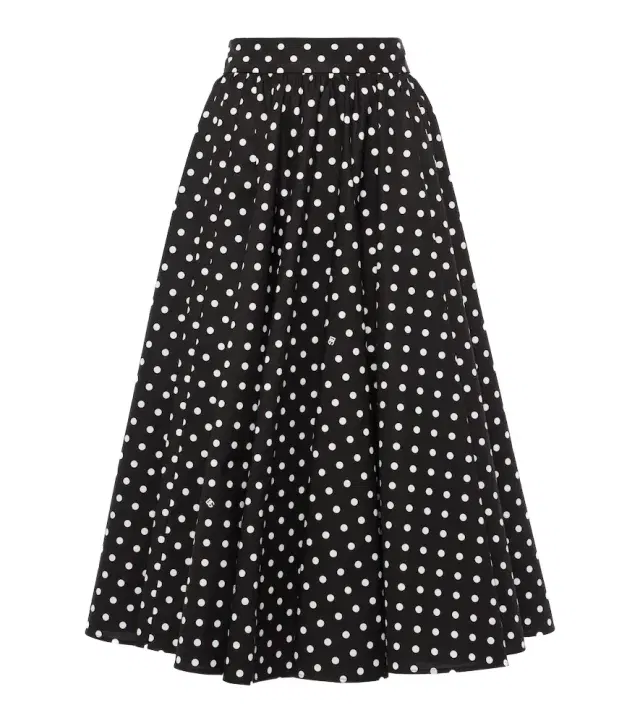 Polka-dot high-rise cotton poplin midi skirt Polka-dot high-rise cotton poplin midi skirt