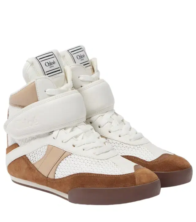 Chloé Chloé Kick leather-trimmed high-top sneakers Chloé Chloé Kick leather-trimmed high-top sneakers