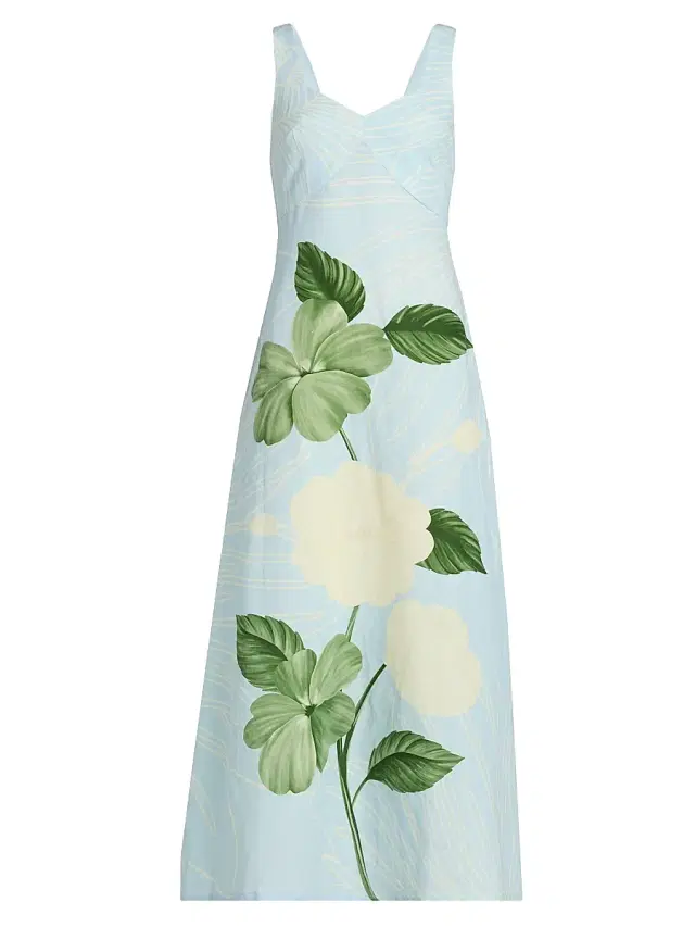 Women's Ammama Linen Floral Print Maxi Dress Women's Ammama Linen Floral Print Maxi Dress