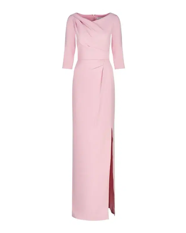 Margerite Pleated Side-Slit Column Gown Margerite Pleated Side-Slit Column Gown