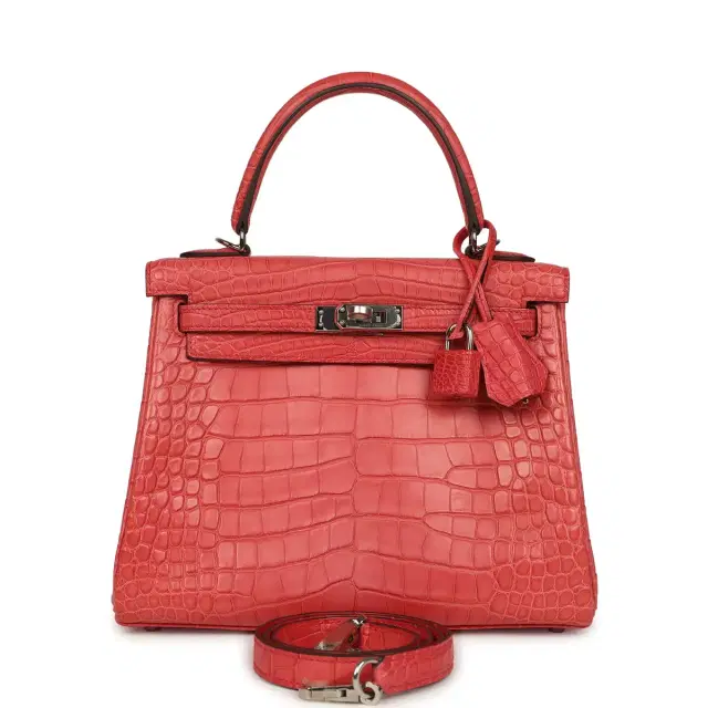 Pre-owned Hermes Kelly Retourne 25 Bougainvillea Matte Alligator Palladium Hardware Pre-owned Hermes Kelly Retourne 25 Bougainvillea Matte Alligator Palladium Hardware