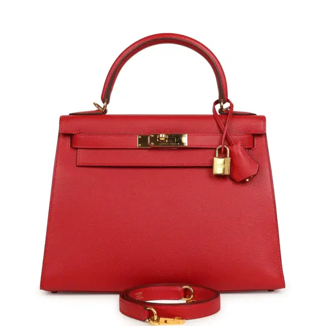 Pre-owned Hermes Kelly Sellier 28 Rouge Casaque Epsom Gold Hardware Pre-owned Hermes Kelly Sellier 28 Rouge Casaque Epsom Gold Hardware