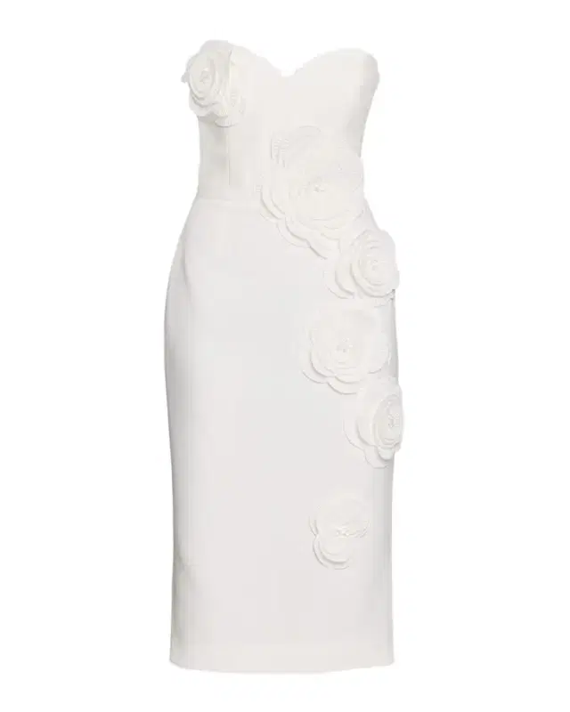 Kaia Strapless Floral Applique Midi Sheath Dress Kaia Strapless Floral Applique Midi Sheath Dress