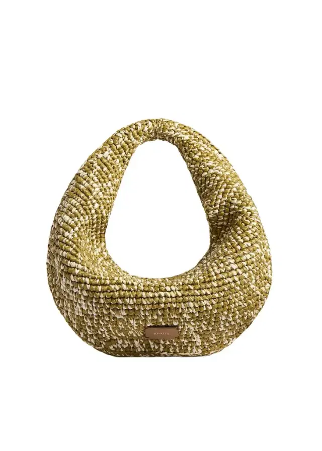 Medium Olivia Hobo In Olive And White Raffia Medium Olivia Hobo In Olive And White Raffia