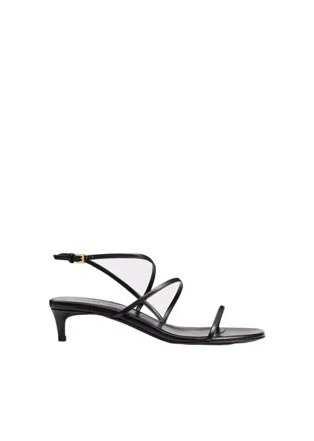 Loop Kitten Heel Sandal In Black Leather Loop Kitten Heel Sandal In Black Leather