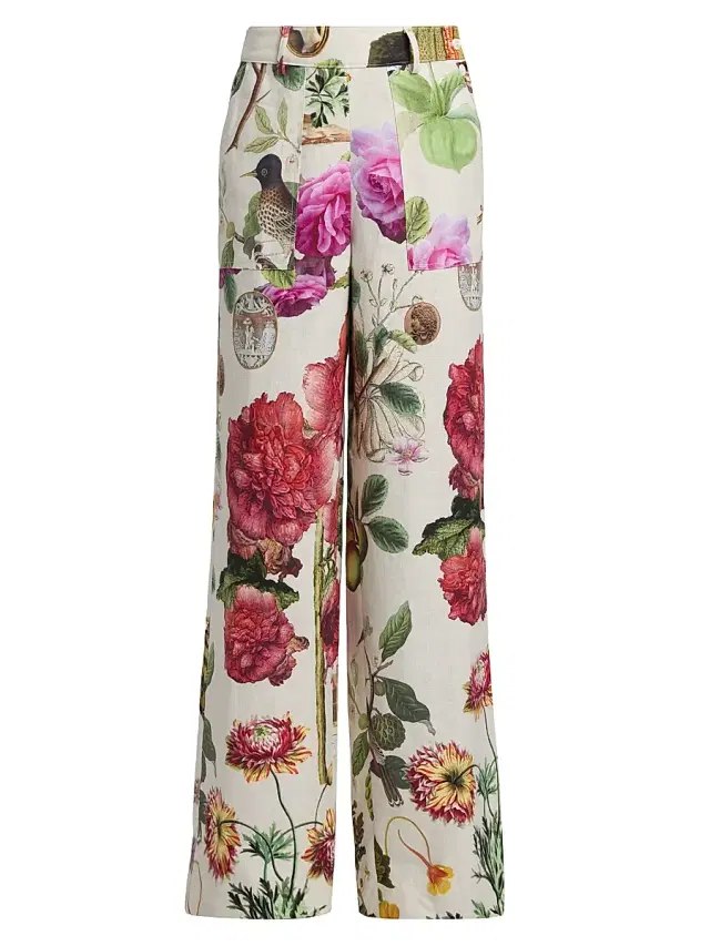 Women's Hollyhock Floral Linen Sailor Pants Women's Hollyhock Floral Linen Sailor Pants
