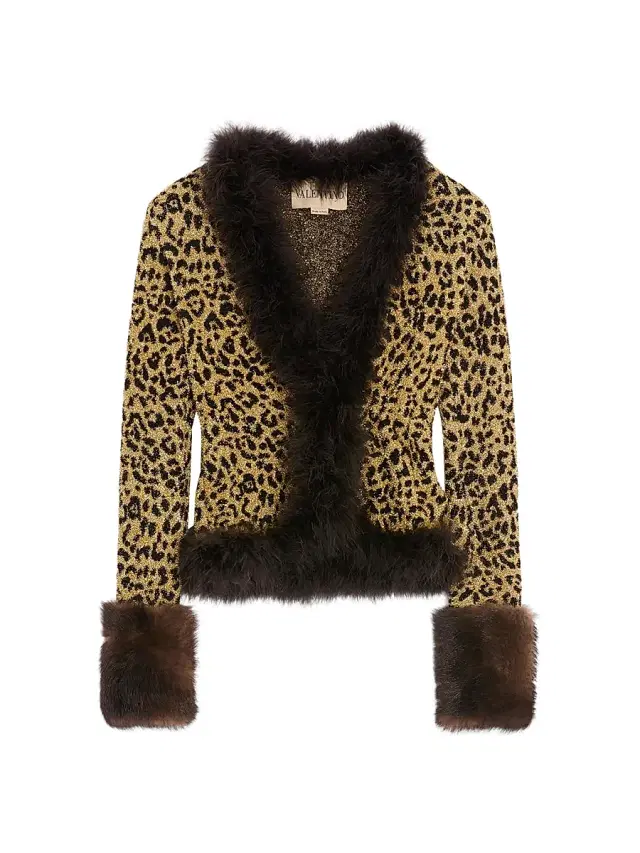 Women's Jacquard Animal Print Lurex Knit Jacket Women's Jacquard Animal Print Lurex Knit Jacket