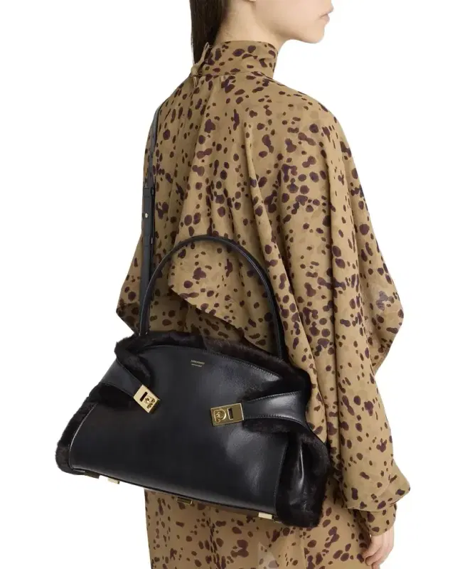 Hug Leather & Shearling Shoulder Bag Hug Leather & Shearling Shoulder Bag