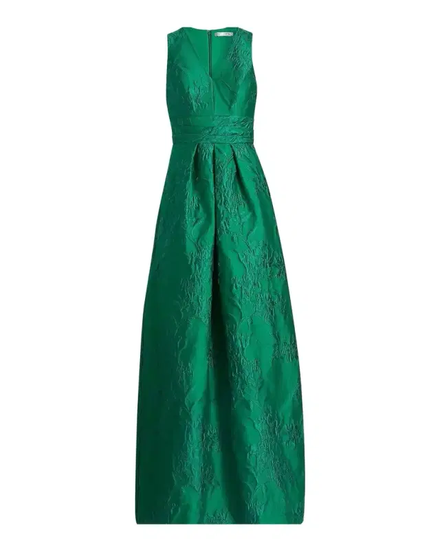 Mariah Pleated Jacquard Column Gown Mariah Pleated Jacquard Column Gown