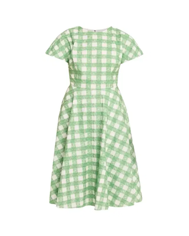 Buttercup Gingham Short-Sleeve Midi Dress Buttercup Gingham Short-Sleeve Midi Dress