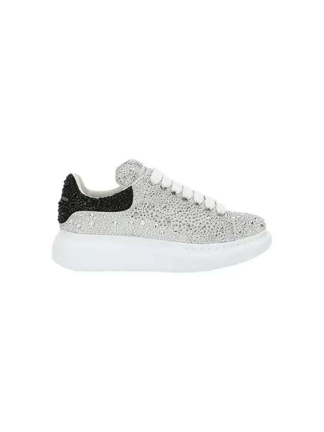 Women's Crystal Overiszed Glitter Embellished Chunky Sneakers - White Silver Women's Crystal Overiszed Glitter Embellished Chunky Sneakers - White Silver