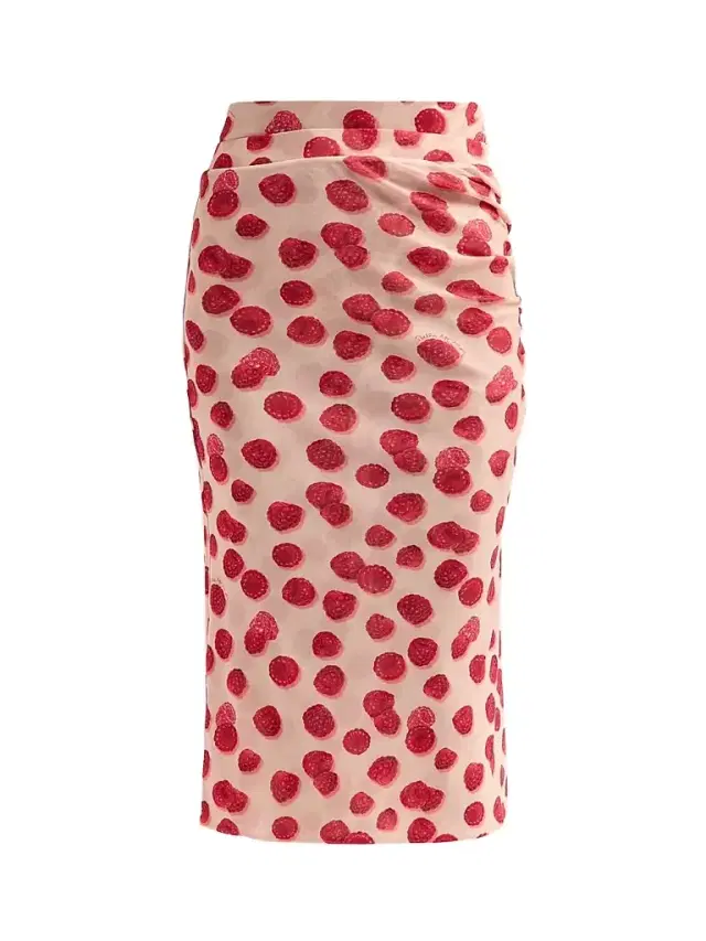 Women's Raspberry-Print Mesh Pencil Skirt Women's Raspberry-Print Mesh Pencil Skirt