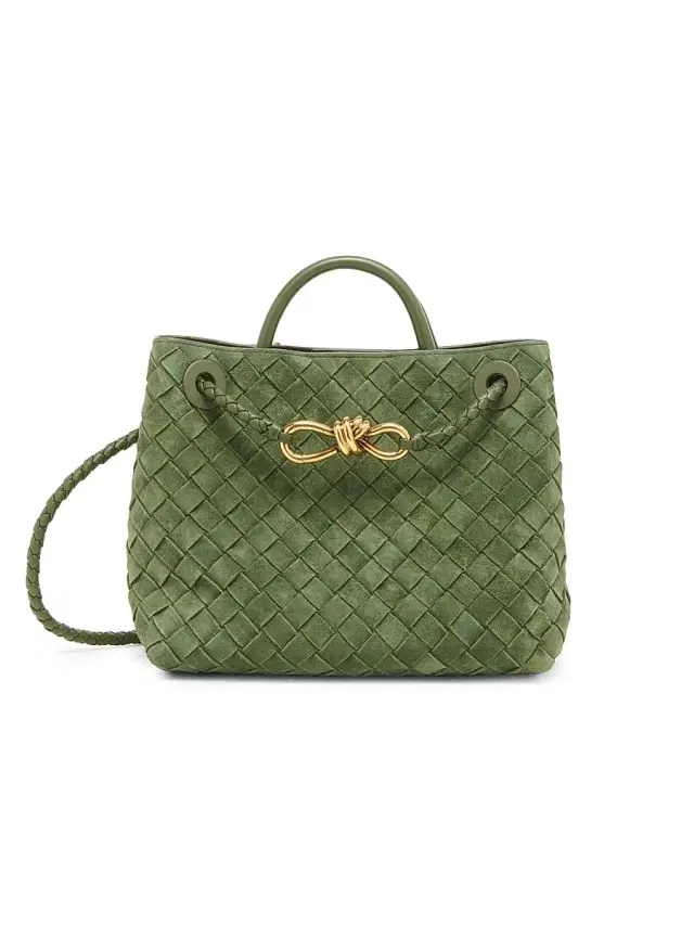 Women's Andiamo Small Intrecciato-Suede Top Handle Bag Women's Andiamo Small Intrecciato-Suede Top Handle Bag