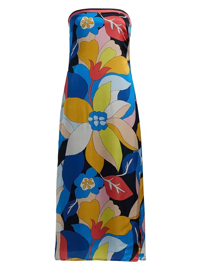 Women's Isley Floral Satin Strapless Midi-Dress Women's Isley Floral Satin Strapless Midi-Dress