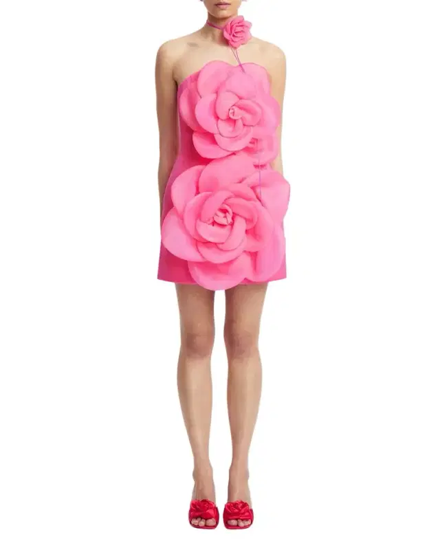 Floret Strapless Floral Applique Mini Dress Floret Strapless Floral Applique Mini Dress
