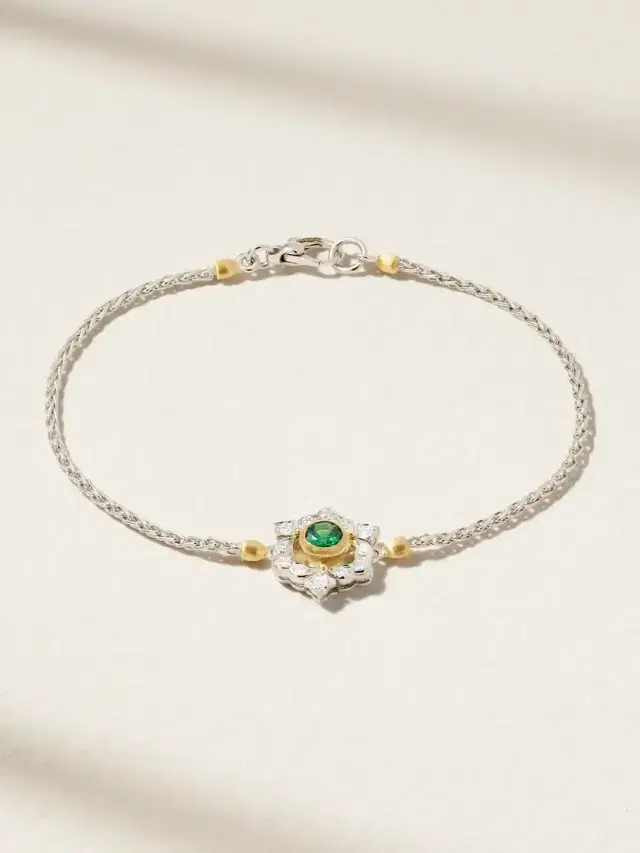 Ghirland 18-karat White And Yellow Gold, Diamond And Tsavorite Bracelet Ghirland 18-karat White And Yellow Gold, Diamond And Tsavorite Bracelet