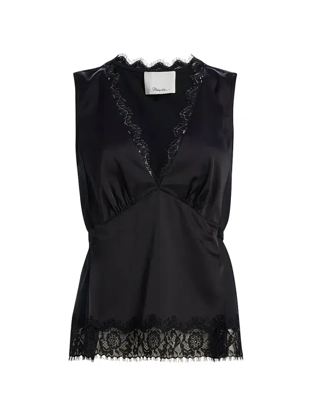 Women's Satin Lace Tie Waist Top Women's Satin Lace Tie Waist Top