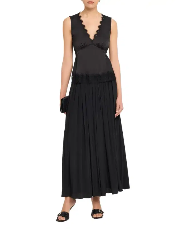 Sleeveless Satin Lace Combo Top Sleeveless Satin Lace Combo Top