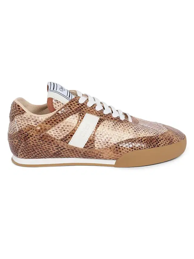 Women's Kick 55MM Snakeskin-Embossed Leather Sneakers - Wild Brown Women's Kick 55MM Snakeskin-Embossed Leather Sneakers - Wild Brown