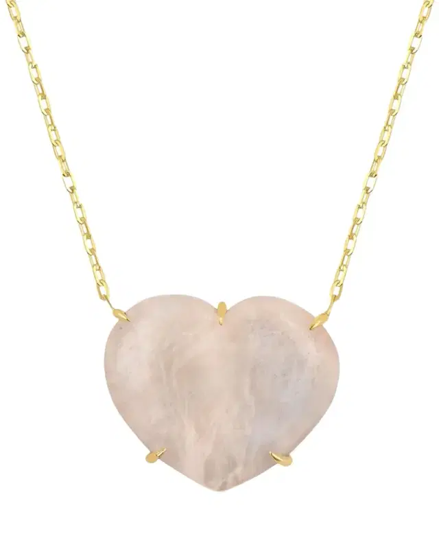 14K Rainbow Moonstone Heart Necklace 14K Rainbow Moonstone Heart Necklace