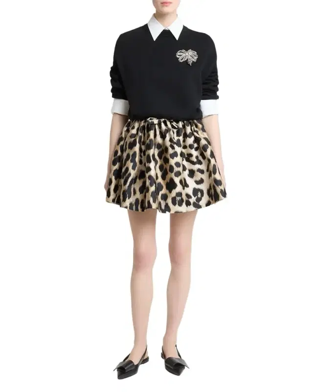 Leopard-Print Satin Ruched Mini Skirt Leopard-Print Satin Ruched Mini Skirt