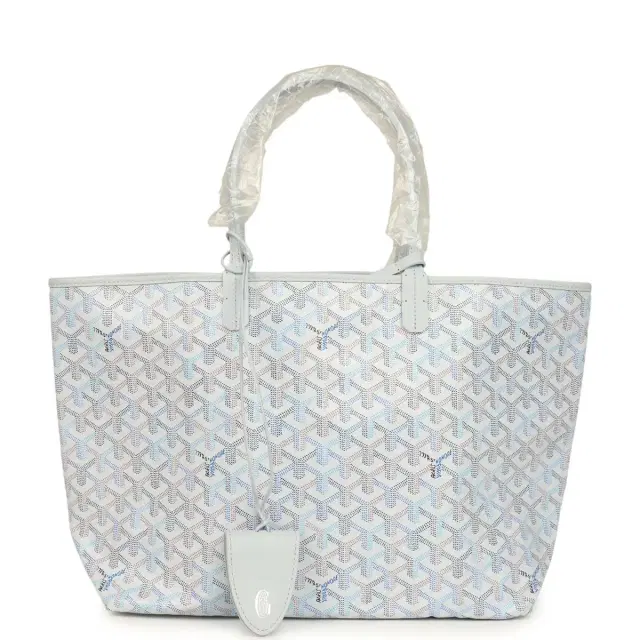 Goyard Goyardine Polar Blue Saint Louis PM Tote Palladium Hardware Goyard Goyardine Polar Blue Saint Louis PM Tote Palladium Hardware