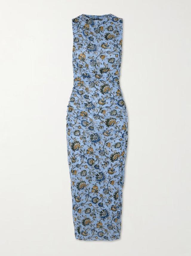 Sylviani ruched floral-print stretch-tulle midi dress Sylviani ruched floral-print stretch-tulle midi dress